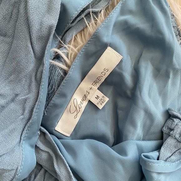 Lovers + Friends Revolve Light Blue V Neck Cold Shoulder Effortless Maxi Dress - Picture 12 of 13